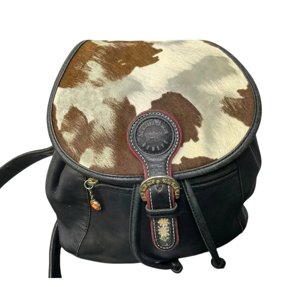 🤎 Marina Jonet Italian Cowhide‎ & Leather Backpack 🎒 Western Boho Alpine Vibe